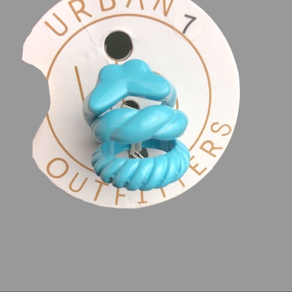 🤎 7 🤎 NWT UO Rings Jewelry Turquoise Blue Heavy Lacquer Finish Butterfly